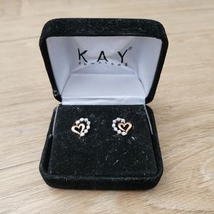 Rose Gold & Diamond Earrings, 10k